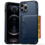 For iPhone 13 Pro Case Slide Card Holder Military Drop Protection PC + TPU Phone Cover