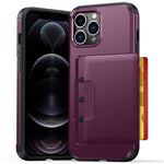 For iPhone 13 Pro Case Slide Card Holder Military Drop Protection PC + TPU Phone Cover
