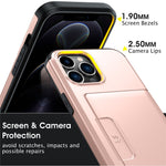 Til iPhone 12 / 12 Pro Cover Skydbar Kortlomme Militær Faldbeskyttelse PC + TPU Telefoncover