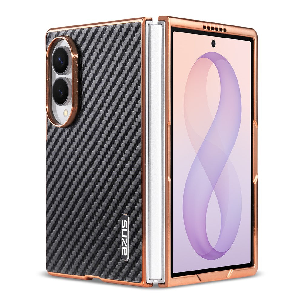 AZNS For Samsung Galaxy Z Fold8 Case Electroplating Carbon Fiber Texture PU + TPU Phone Cover