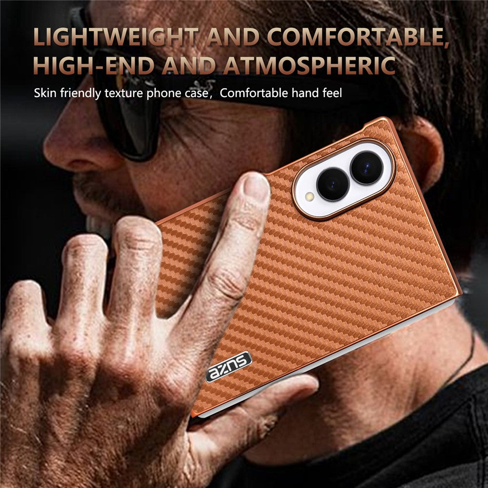 AZNS For Samsung Galaxy Z Fold8 Case Electroplating Carbon Fiber Texture PU + TPU Phone Cover