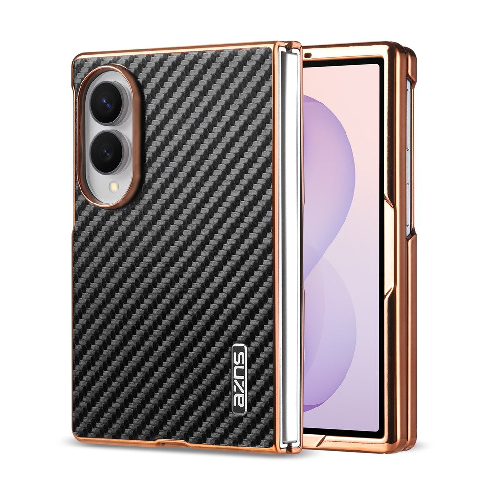 AZNS For Samsung Galaxy Z Fold8 Case Electroplating Carbon Fiber Texture PU + TPU Phone Cover