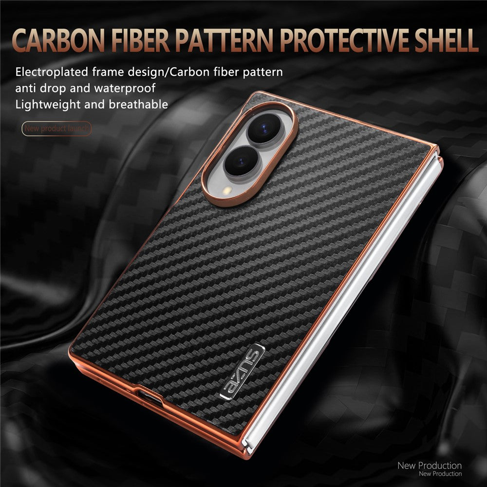 AZNS For Samsung Galaxy Z Fold8 Case Electroplating Carbon Fiber Texture PU + TPU Phone Cover