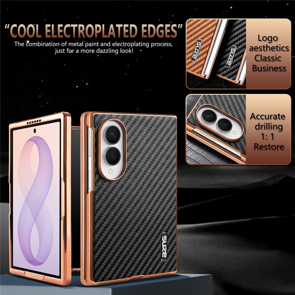 AZNS For Samsung Galaxy Z Fold8 Case Electroplating Carbon Fiber Texture PU + TPU Phone Cover