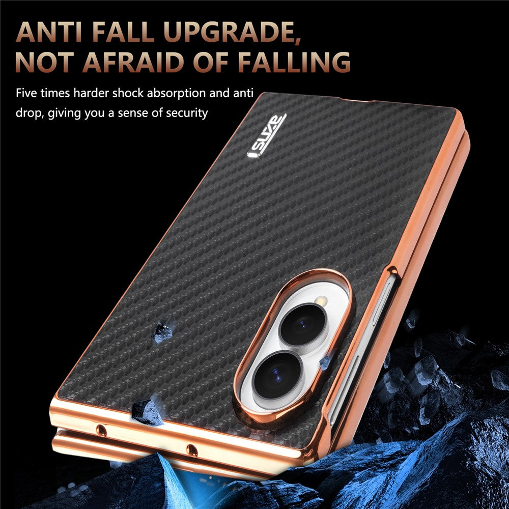 AZNS For Samsung Galaxy Z Fold8 Case Electroplating Carbon Fiber Texture PU + TPU Phone Cover