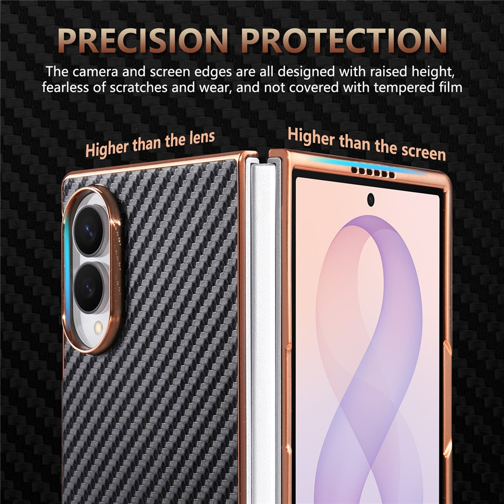 AZNS For Samsung Galaxy Z Fold8 Case Electroplating Carbon Fiber Texture PU + TPU Phone Cover