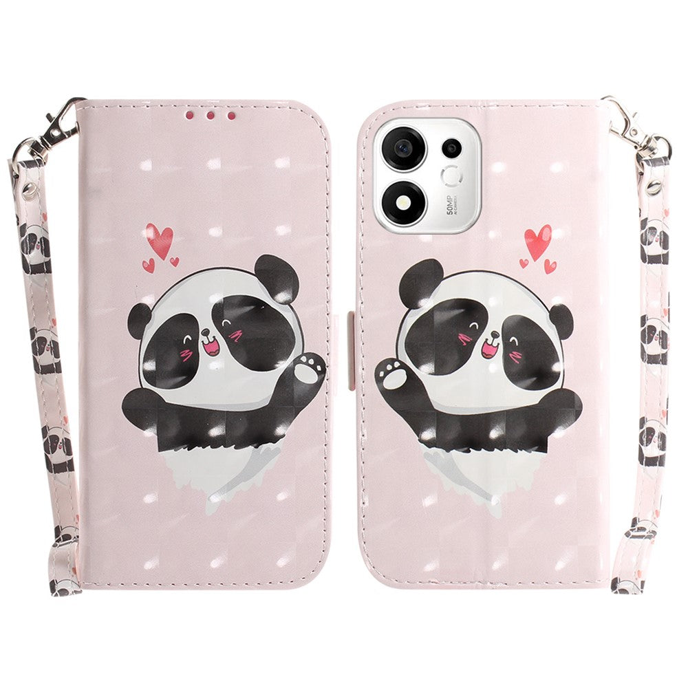 For Honor 600 Smart 5G  /  X7e Plus 5G Case Pattern Printing Leather Wallet Phone Cover with Wrist Strap