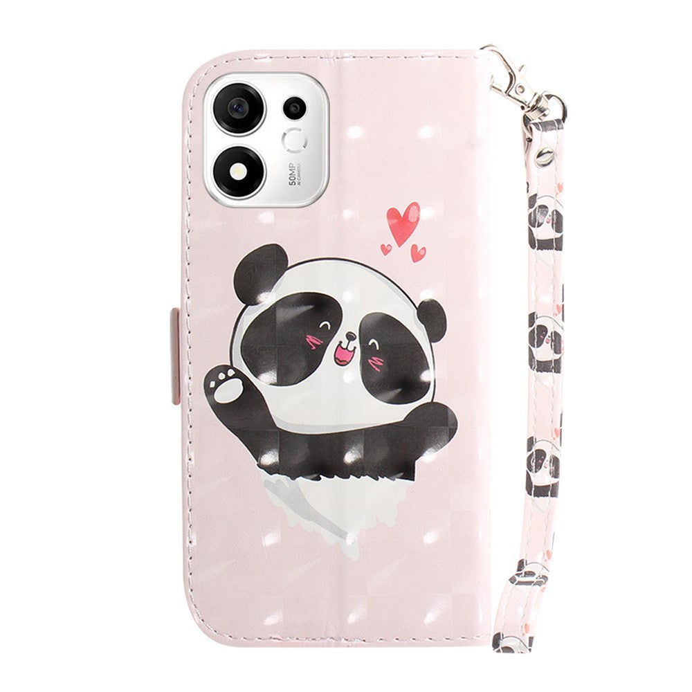 For Honor 600 Smart 5G  /  X7e Plus 5G Case Pattern Printing Leather Wallet Phone Cover with Wrist Strap