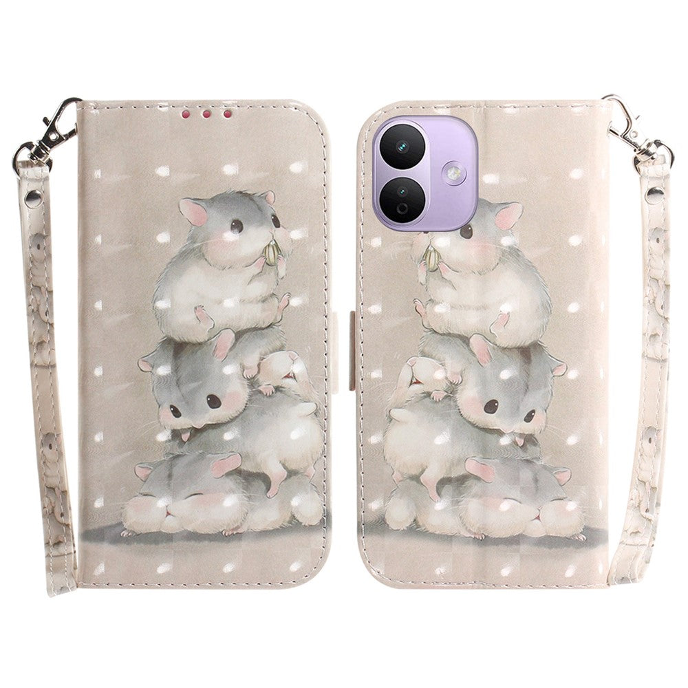 For Xiaomi Redmi Note 17 4G (Global) / Note 17 5G (Global) / Note 17 (India / China) 5G  Case Pattern Printing Leather Wallet Phone Cover with Wrist Strap