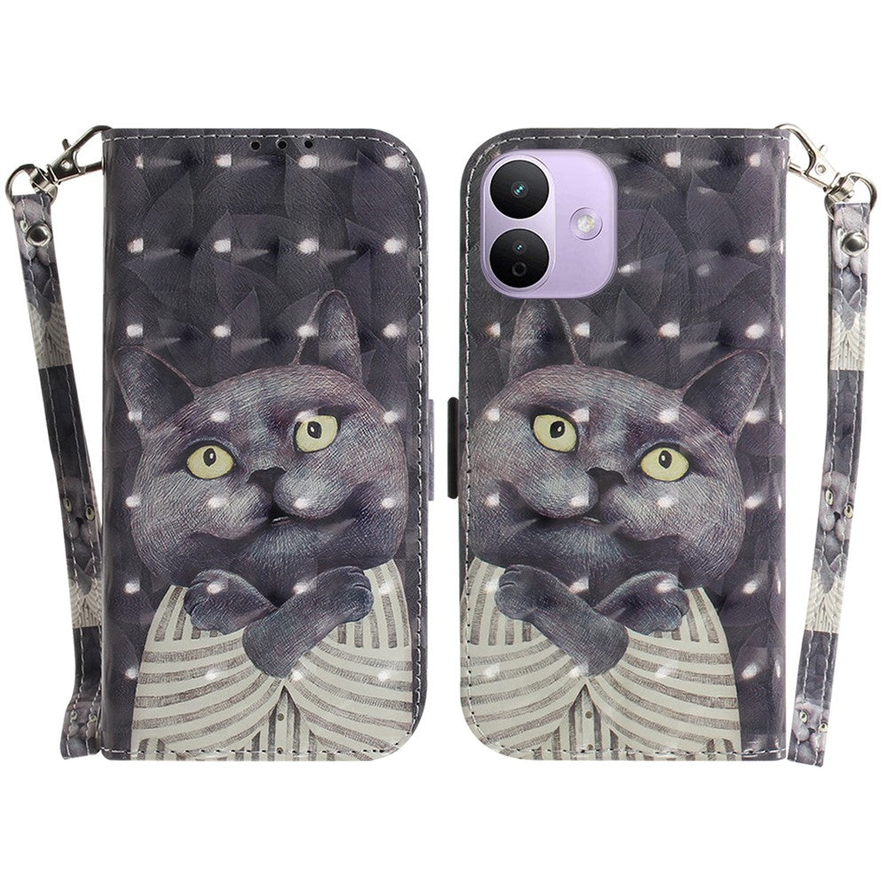 For Xiaomi Redmi Note 17 Pro 5G Case Pattern Printing Leather Wallet Phone Cover with Wrist Strap