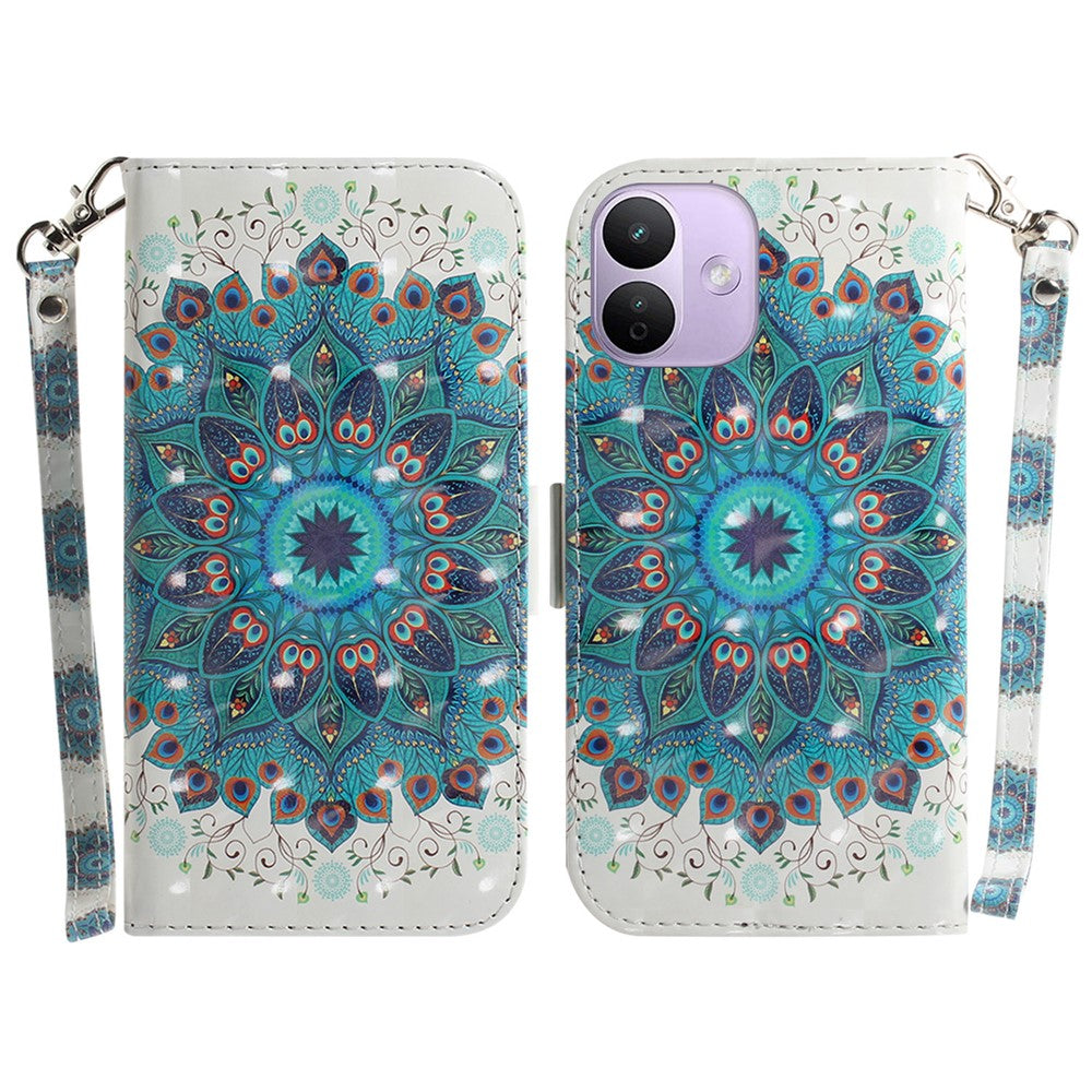 For Xiaomi Redmi Note 17 Pro 5G Case Pattern Printing Leather Wallet Phone Cover with Wrist Strap