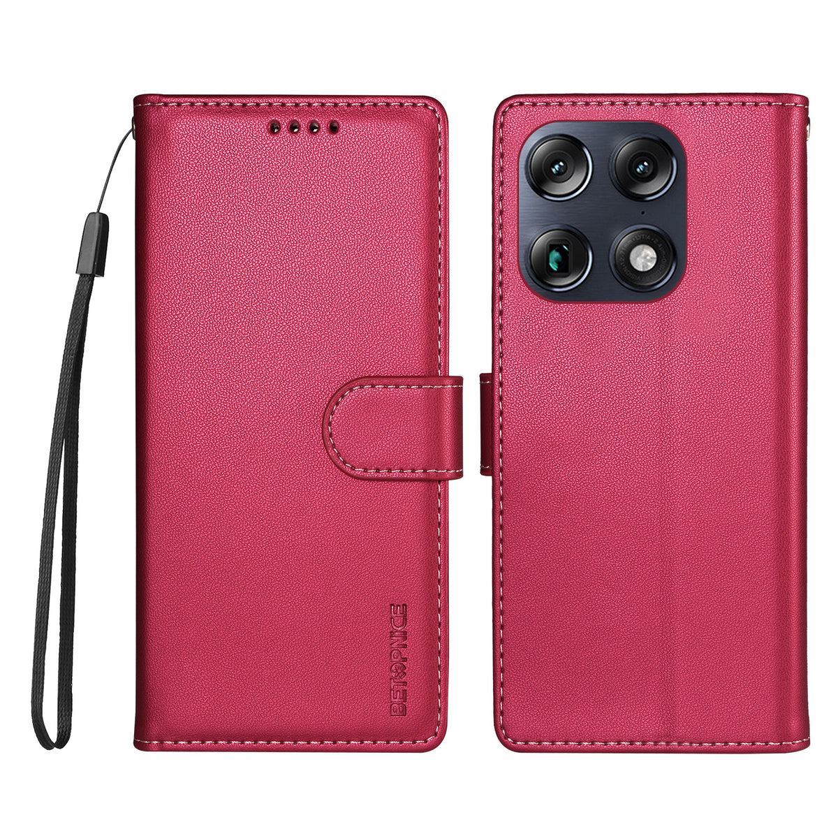 BETOPNICE för Motorola Signature 5G / Motorola Moto X70 Air Pro 5G 006 Fodral RFID-blockerande plånboksfodral i läder med handledsrem