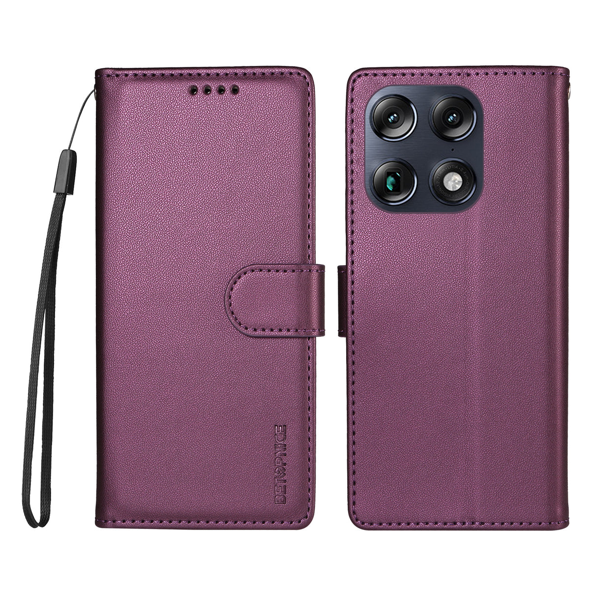 BETOPNICE för Motorola Signature 5G / Motorola Moto X70 Air Pro 5G 006 Fodral RFID-blockerande plånboksfodral i läder med handledsrem