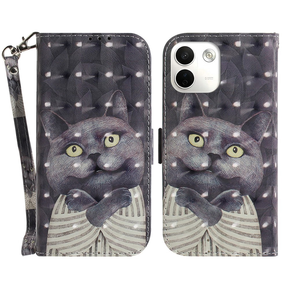 For Xiaomi Redmi Note 17 Pro Max 5G Case Pattern Printing Leather Wallet Phone Cover with Wrist Strap