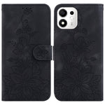 For Honor 600 Smart 5G  /  X7e Plus 5G Stand Case Lily Flower Imprint Leather Phone Cover with Wrist Strap