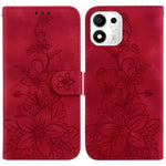 For Honor 600 Smart 5G  /  X7e Plus 5G Stand Case Lily Flower Imprint Leather Phone Cover with Wrist Strap