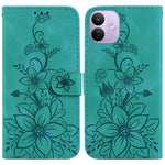 For Xiaomi Redmi Note 17 Pro 5G Stand Case Lily Flower Imprint Leather Phone Cover with Wrist Strap