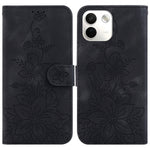 For Xiaomi Redmi Note 17 Pro Max 5G Stand Case Lily Flower Imprint Leather Phone Cover with Wrist Strap