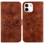 For Xiaomi Redmi Note 17 Pro Max 5G Stand Case Lily Flower Imprint Leather Phone Cover with Wrist Strap