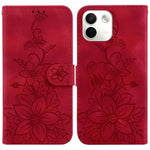 For Xiaomi Redmi Note 17 Pro Max 5G Stand Case Lily Flower Imprint Leather Phone Cover with Wrist Strap