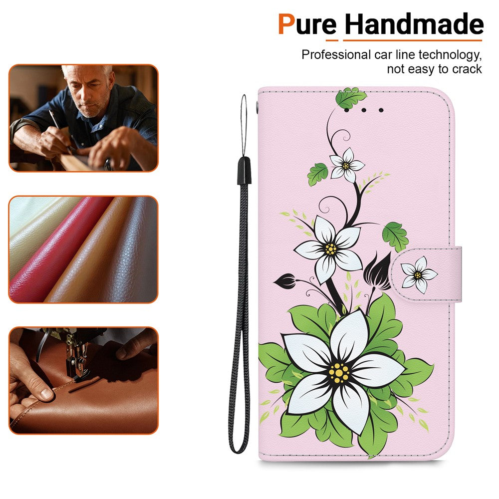 For Honor 600 Smart 5G  /  X7e Plus 5G Wallet Phone Case Anti-Drop Pattern Printing Leather Flip Cover with Strap