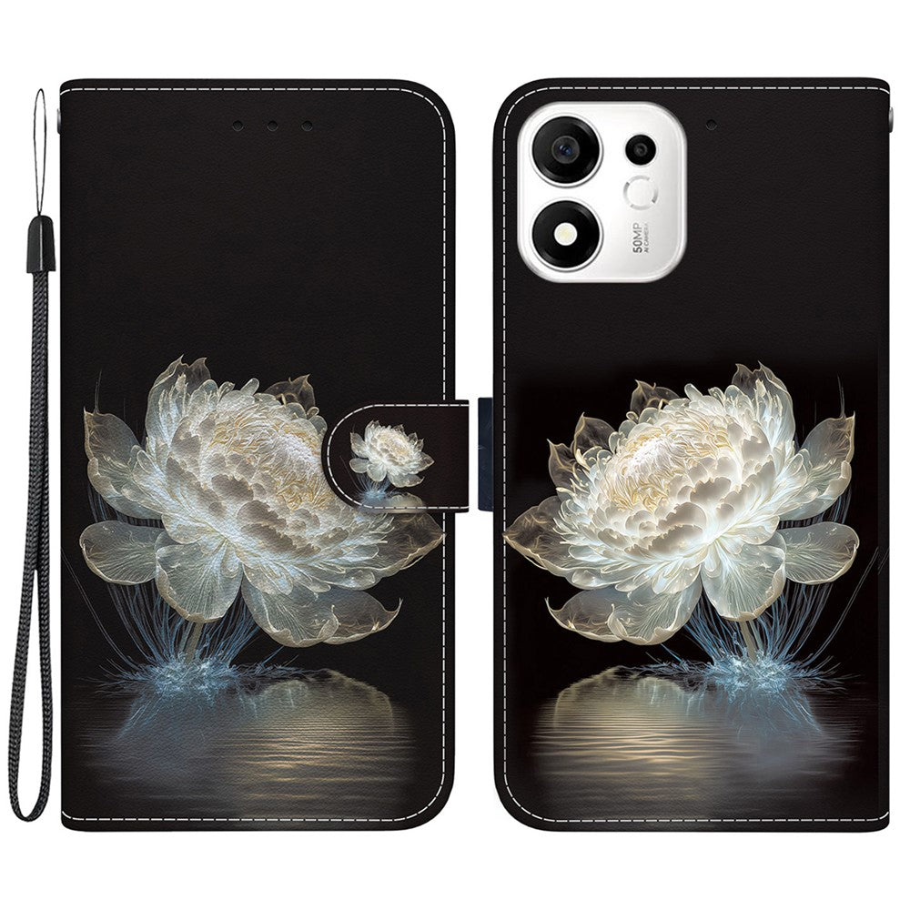 For Honor 600 Smart 5G  /  X7e Plus 5G Wallet Phone Case Anti-Drop Pattern Printing Leather Flip Cover with Strap