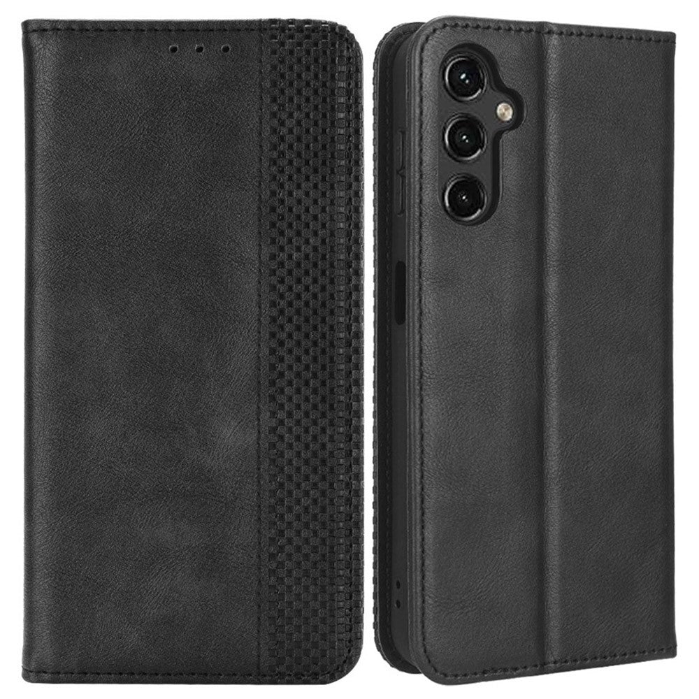 Samsung Galaxy A14 5G / A14 4G Retro Textur Mönster mobilskal PU-läder Magnetiskt Autoabsorberande Fodral med Stativ Plånbok