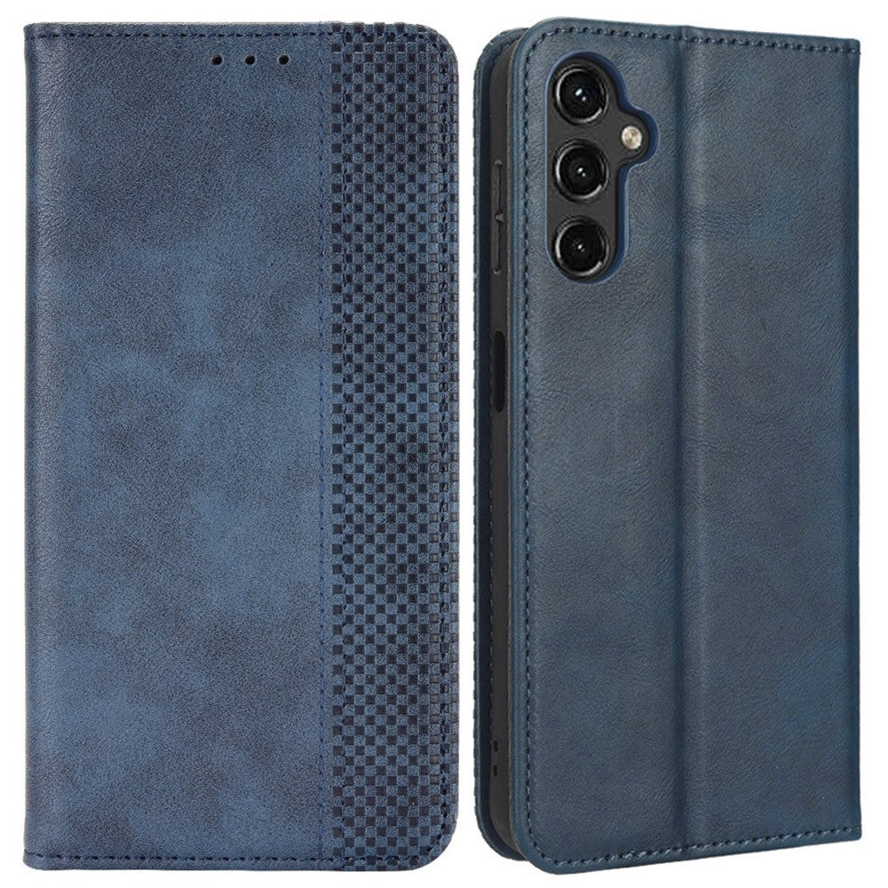 Samsung Galaxy A14 5G / A14 4G Retro Textur Mönster mobilskal PU-läder Magnetiskt Autoabsorberande Fodral med Stativ Plånbok