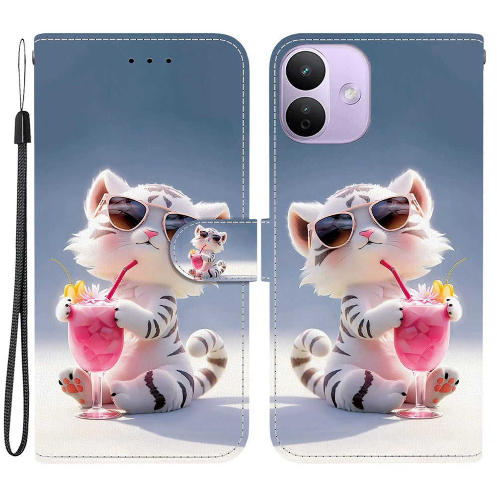 Xiaomi Redmi Note 17 4G (Global) / Note 17 5G (Global) / Note 17 (Indien/Kina) 5G-skal, mönstertryck, läderplånbok med snodd