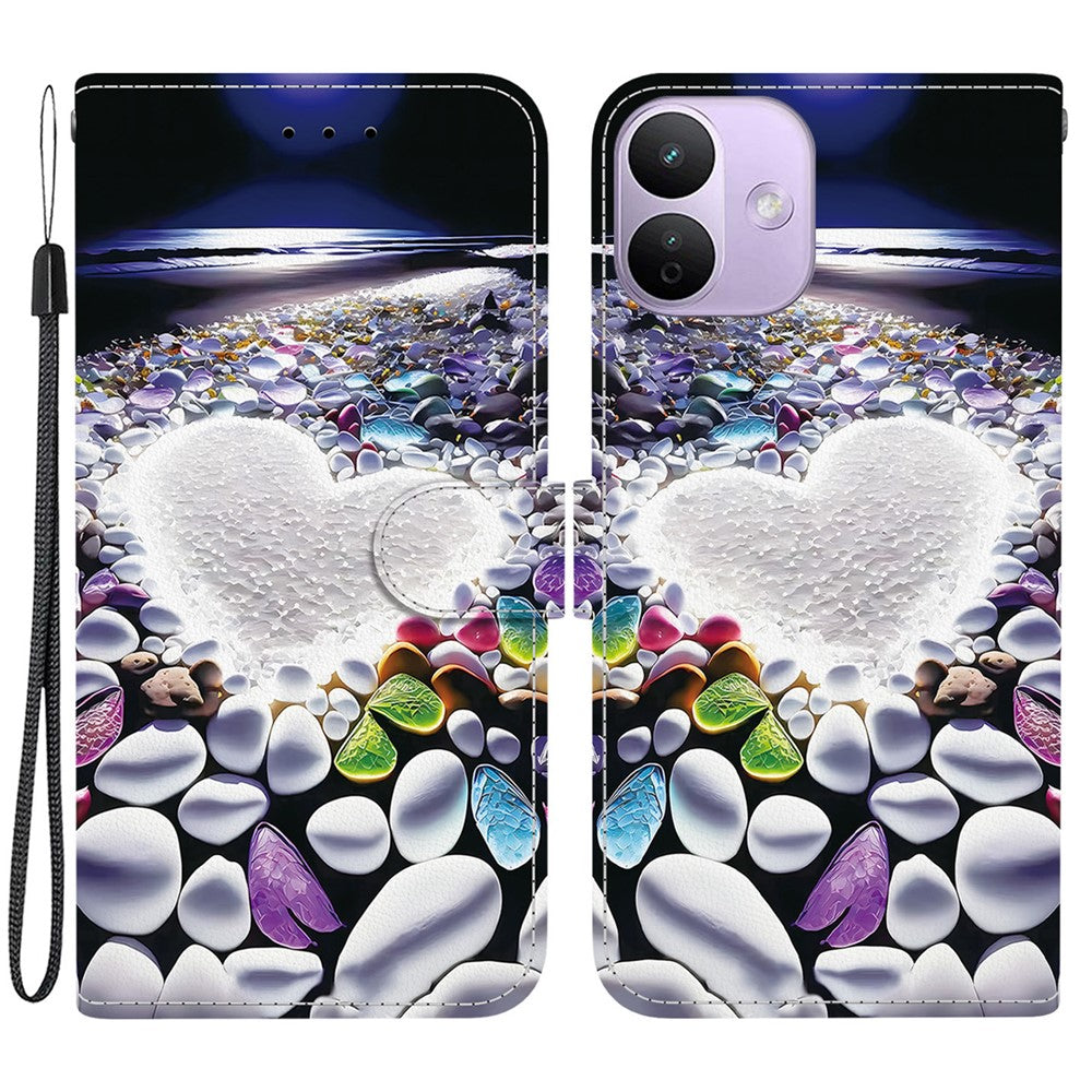 Xiaomi Redmi Note 17 4G (Global) / Note 17 5G (Global) / Note 17 (Indien/Kina) 5G-cover med mønstertryk, læderpung og snor
