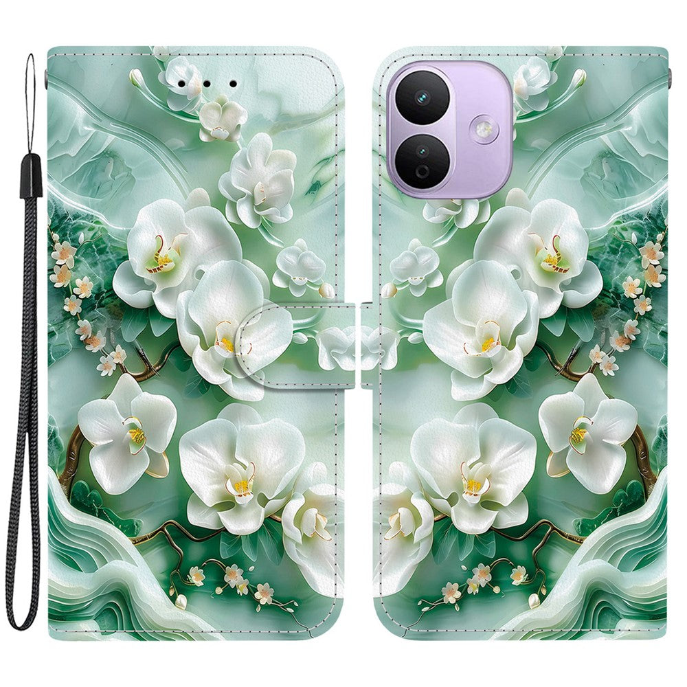 Xiaomi Redmi Note 17 4G (Global) / Note 17 5G (Global) / Note 17 (Indien/Kina) 5G-cover med mønstertryk, læderpung og snor