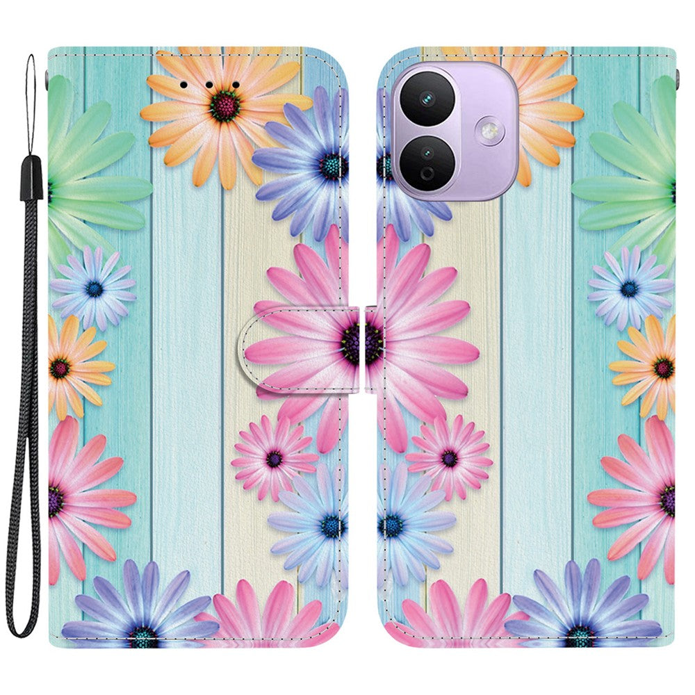 Xiaomi Redmi Note 17 4G (Global) / Note 17 5G (Global) / Note 17 (Indien/Kina) 5G-cover med mønstertryk, læderpung og snor