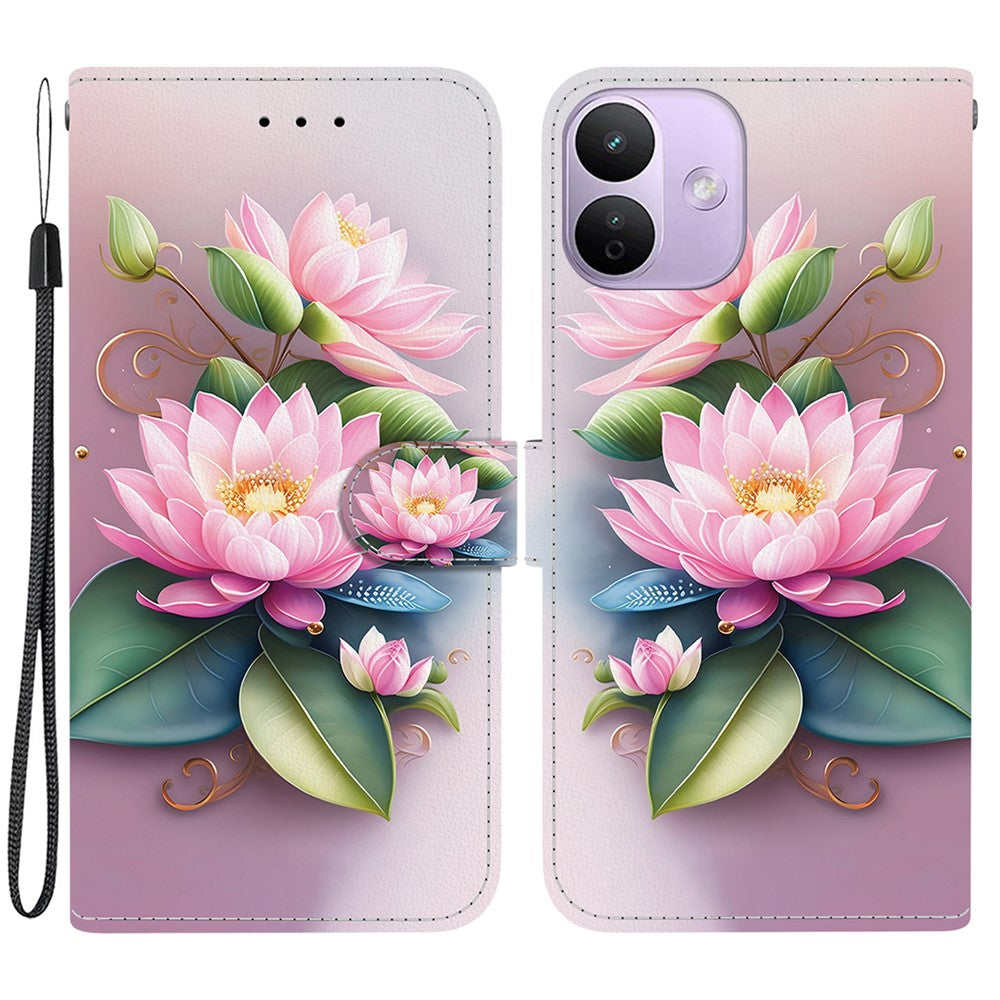 Xiaomi Redmi Note 17 4G (Global) / Note 17 5G (Global) / Note 17 (Indien/Kina) 5G-cover med mønstertryk, læderpung og snor
