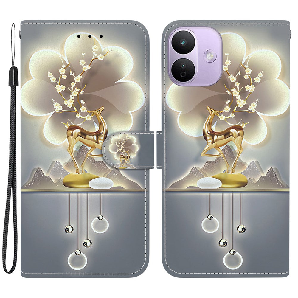 Xiaomi Redmi Note 17 4G (Global) / Note 17 5G (Global) / Note 17 (Indien/Kina) 5G-skal, mönstertryck, läderplånbok med snodd