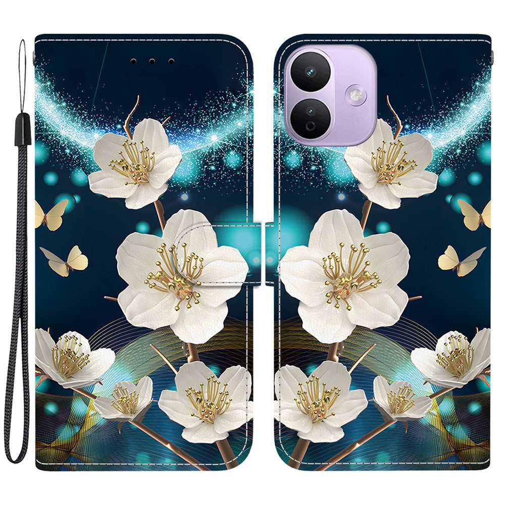 Xiaomi Redmi Note 17 4G (Global) / Note 17 5G (Global) / Note 17 (Indien/Kina) 5G-cover med mønstertryk, læderpung og snor