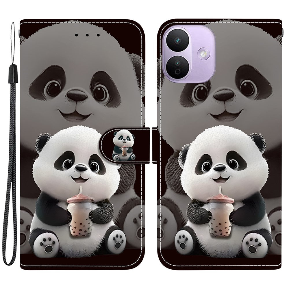 For Xiaomi Redmi Note 17 4G (Global) / Note 17 5G (Global) / Note 17 (India / China) 5G  Leather Case Stand Wallet Pattern Printing Phone Cover with Wrist Strap