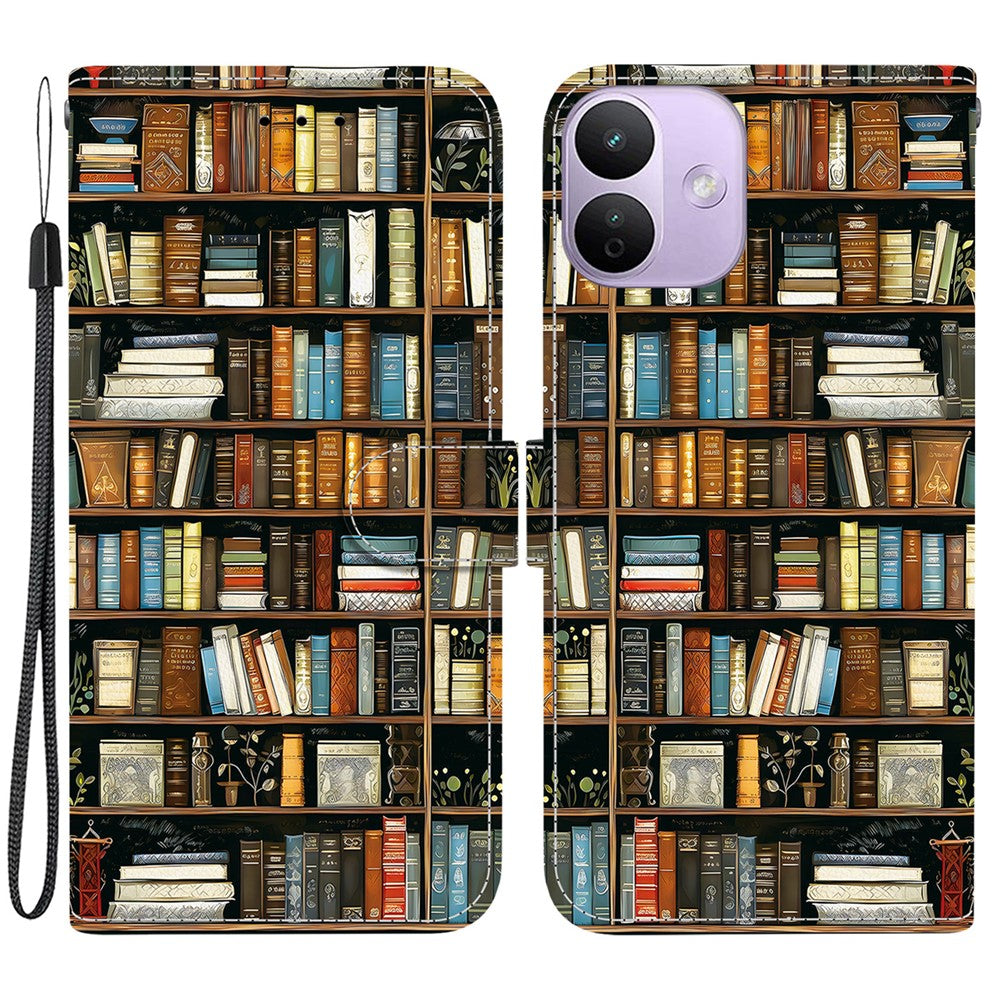 For Xiaomi Redmi Note 17 4G (Global) / Note 17 5G (Global) / Note 17 (India / China) 5G  Leather Case Stand Wallet Pattern Printing Phone Cover with Wrist Strap