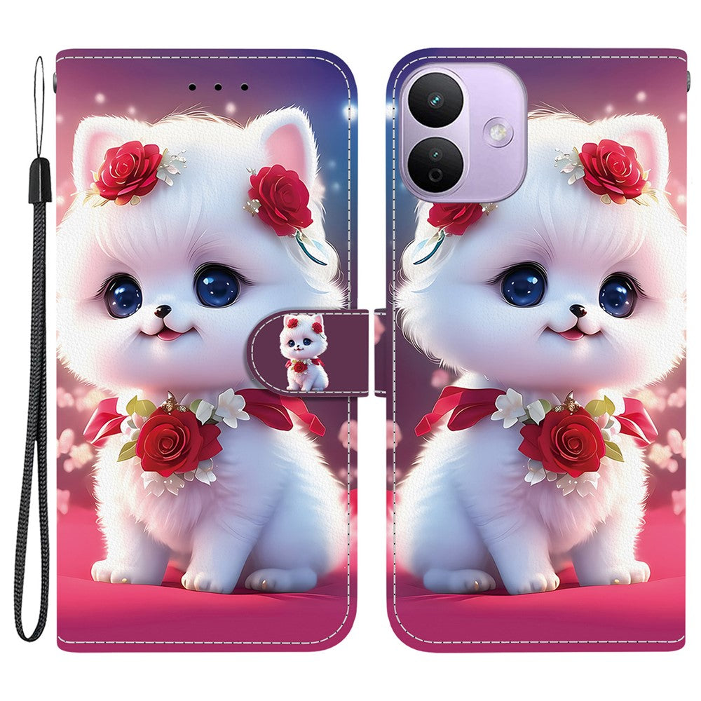 For Xiaomi Redmi Note 17 Pro 5G Leather Case Stand Wallet Pattern Printing Phone Cover with Wrist Strap