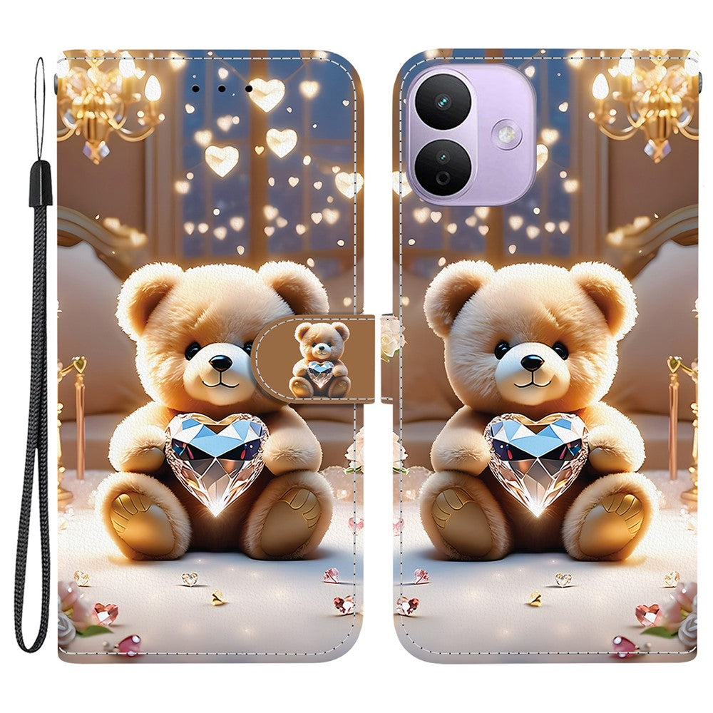 For Xiaomi Redmi Note 17 Pro 5G Leather Case Stand Wallet Pattern Printing Phone Cover with Wrist Strap
