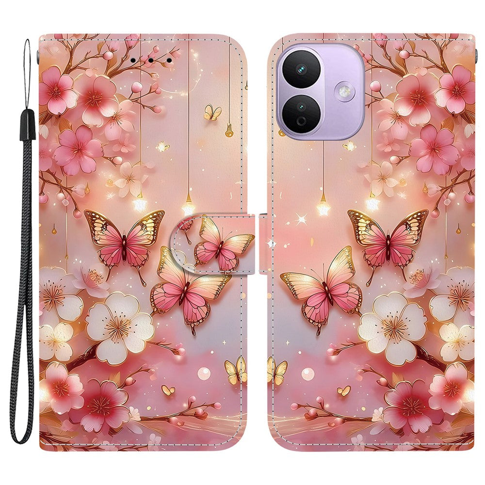 For Xiaomi Redmi Note 17 Pro 5G Leather Case Stand Wallet Pattern Printing Phone Cover with Wrist Strap