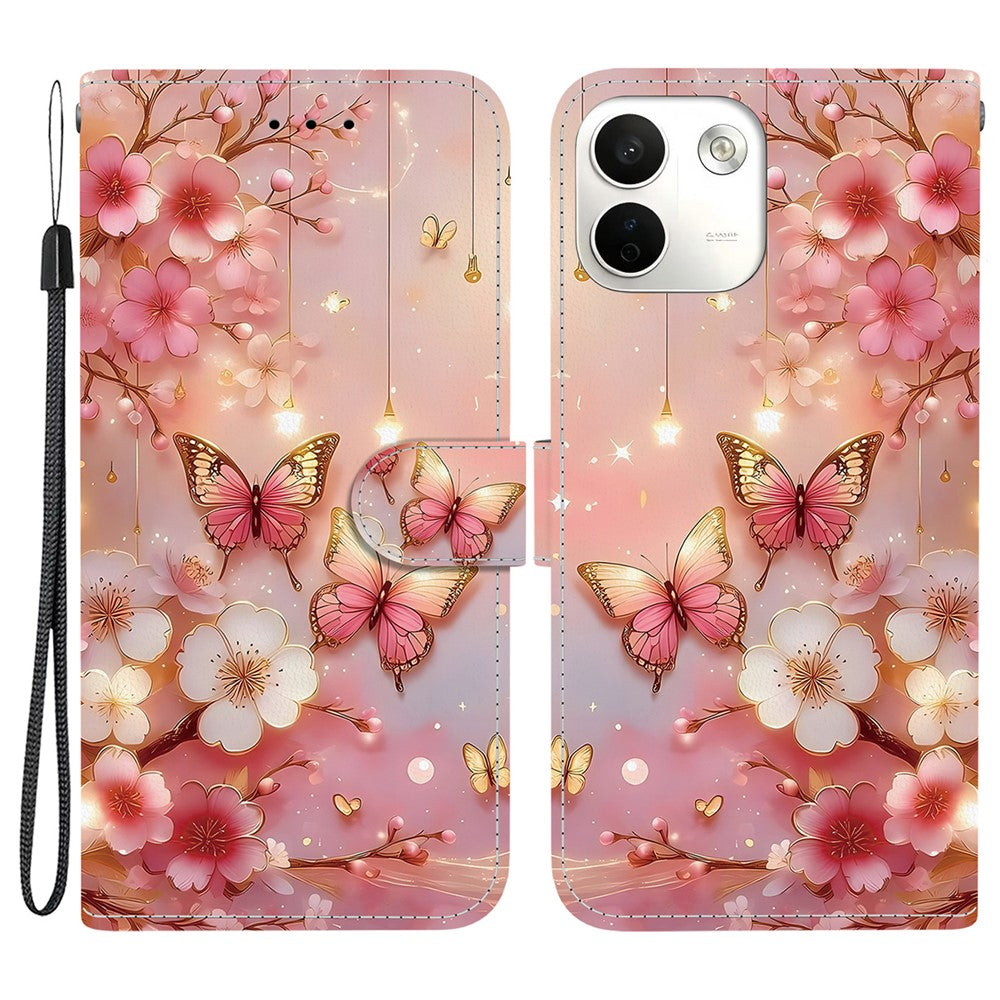 For Xiaomi Redmi Note 17 Pro Max 5G Leather Case Stand Wallet Pattern Printing Phone Cover with Wrist Strap