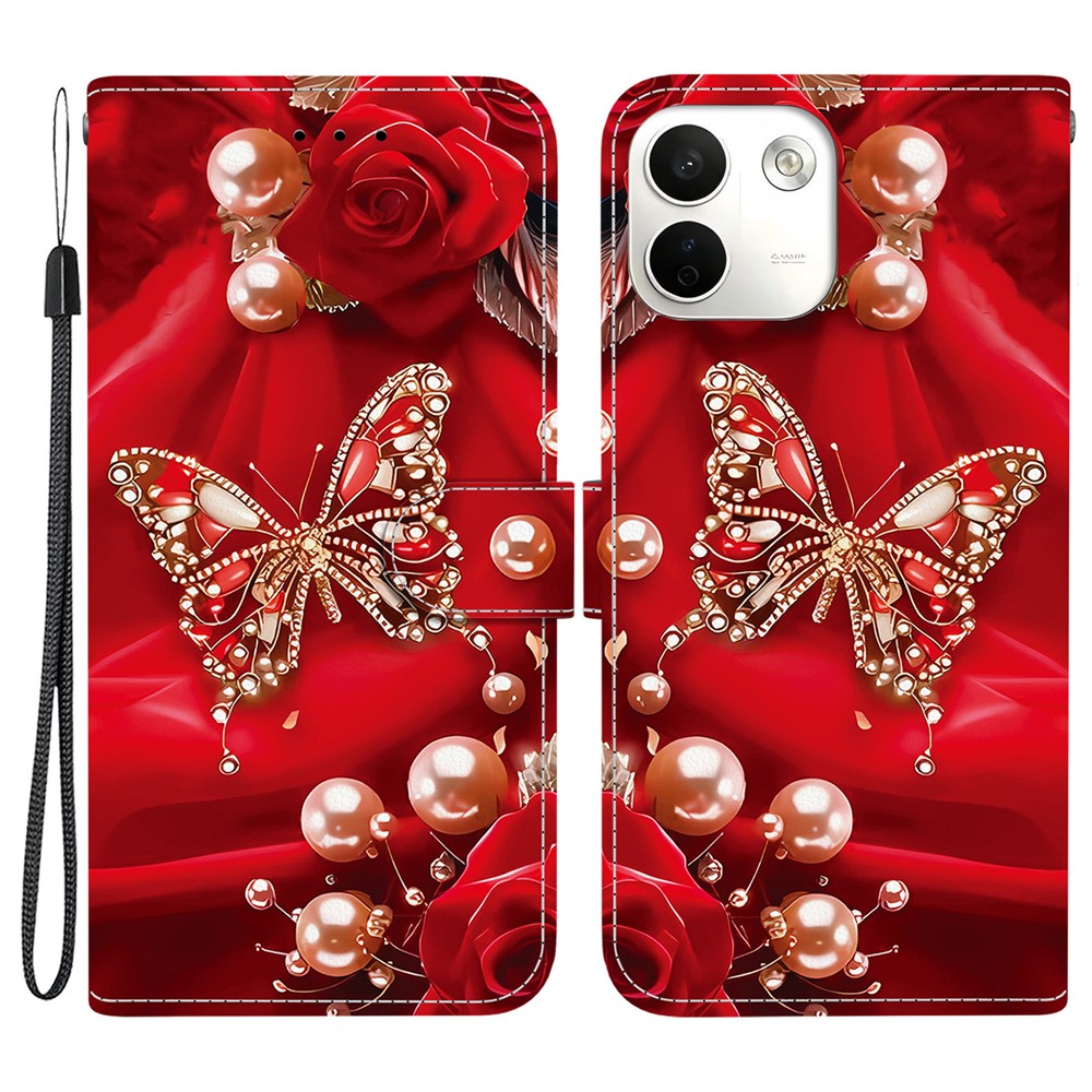 For Xiaomi Redmi Note 17 Pro Max 5G Leather Case Stand Wallet Pattern Printing Phone Cover with Wrist Strap