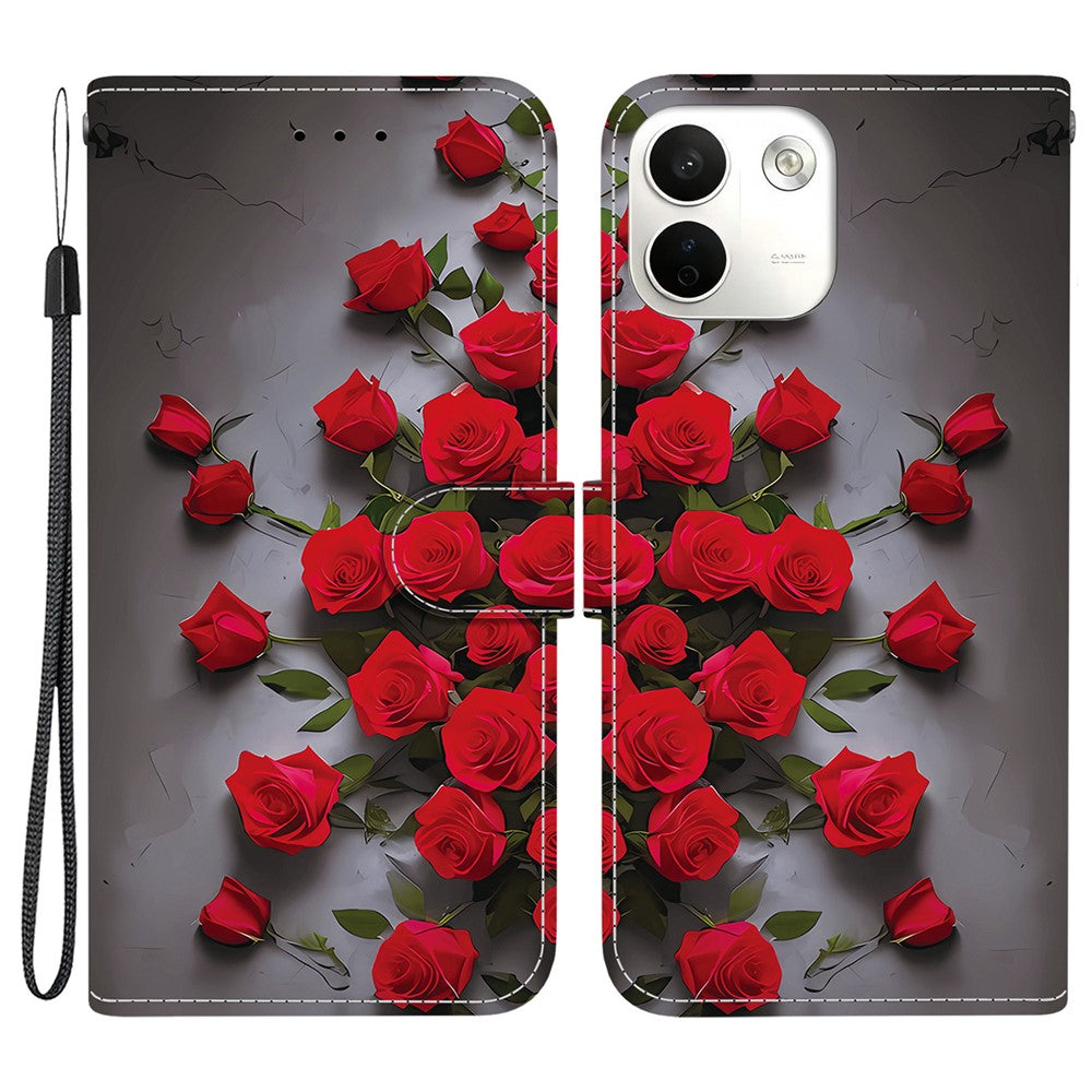 For Xiaomi Redmi Note 17 Pro Max 5G Leather Case Stand Wallet Pattern Printing Phone Cover with Wrist Strap