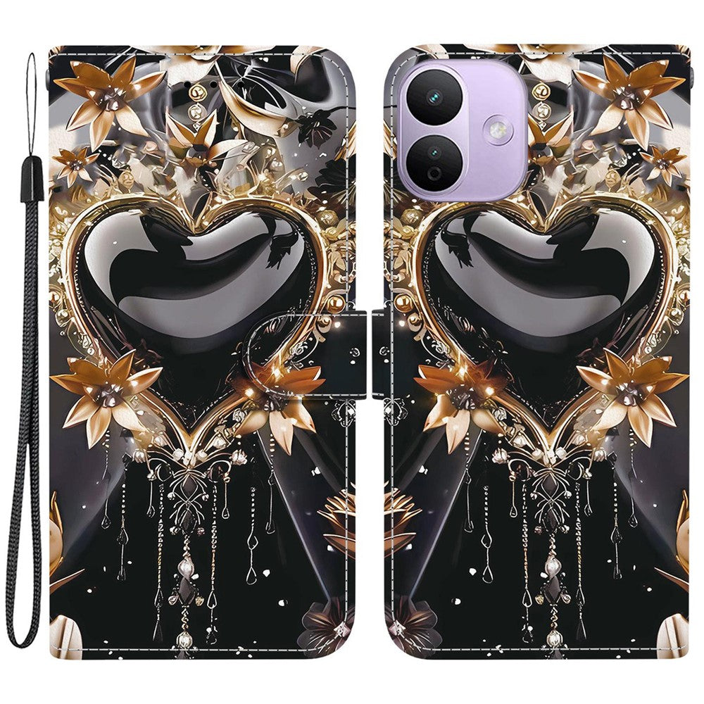 For Xiaomi Redmi Note 17 4G (Global) / Note 17 5G (Global) / Note 17 (India / China) 5G  Wallet Case Pattern Printing Leather Stand Phone Cover with Strap