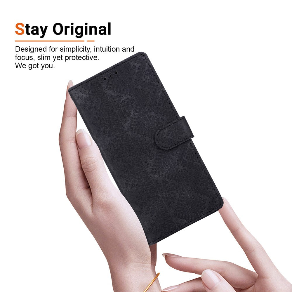 For Honor 600 Smart 5G  /  X7e Plus 5G Wallet Case Imprinted Ethnic Pattern Leather Phone Cover with Wrist Strap