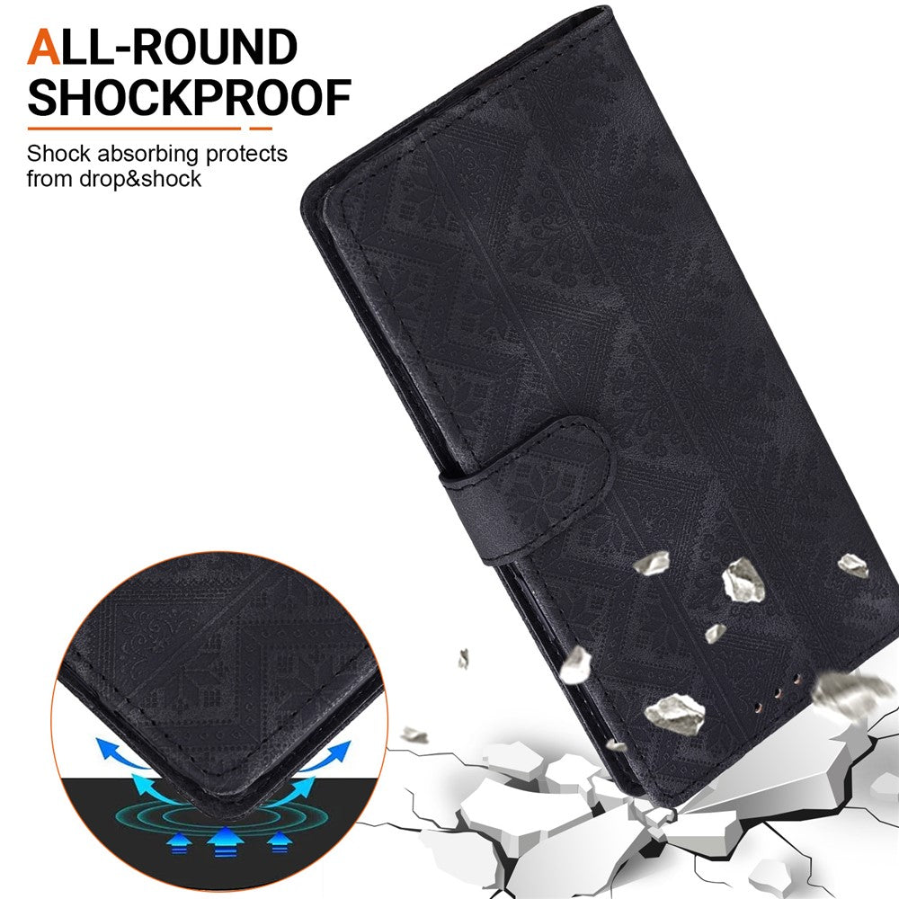For Honor 600 Smart 5G  /  X7e Plus 5G Wallet Case Imprinted Ethnic Pattern Leather Phone Cover with Wrist Strap