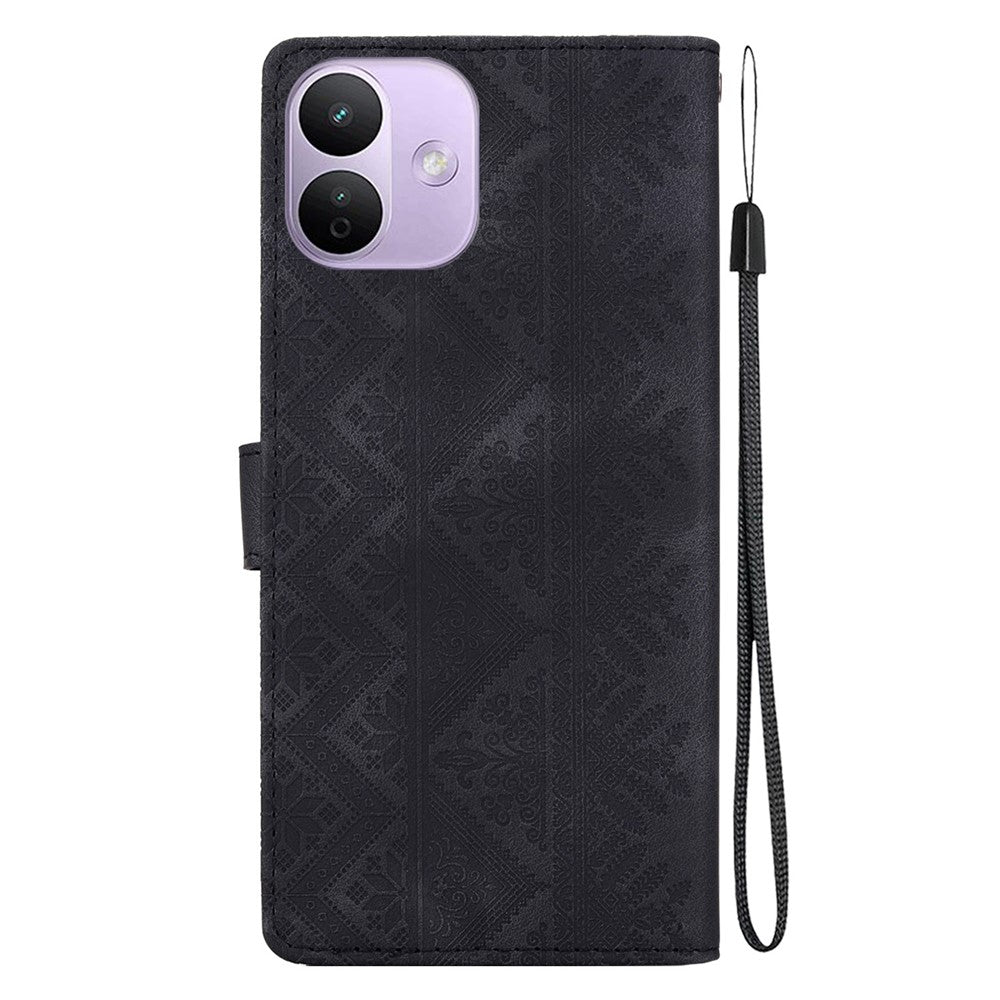For Xiaomi Redmi Note 17 4G (Global) / Note 17 5G (Global) / Note 17 (India / China) 5G  Wallet Case Imprinted Ethnic Pattern Leather Phone Cover with Wrist Strap