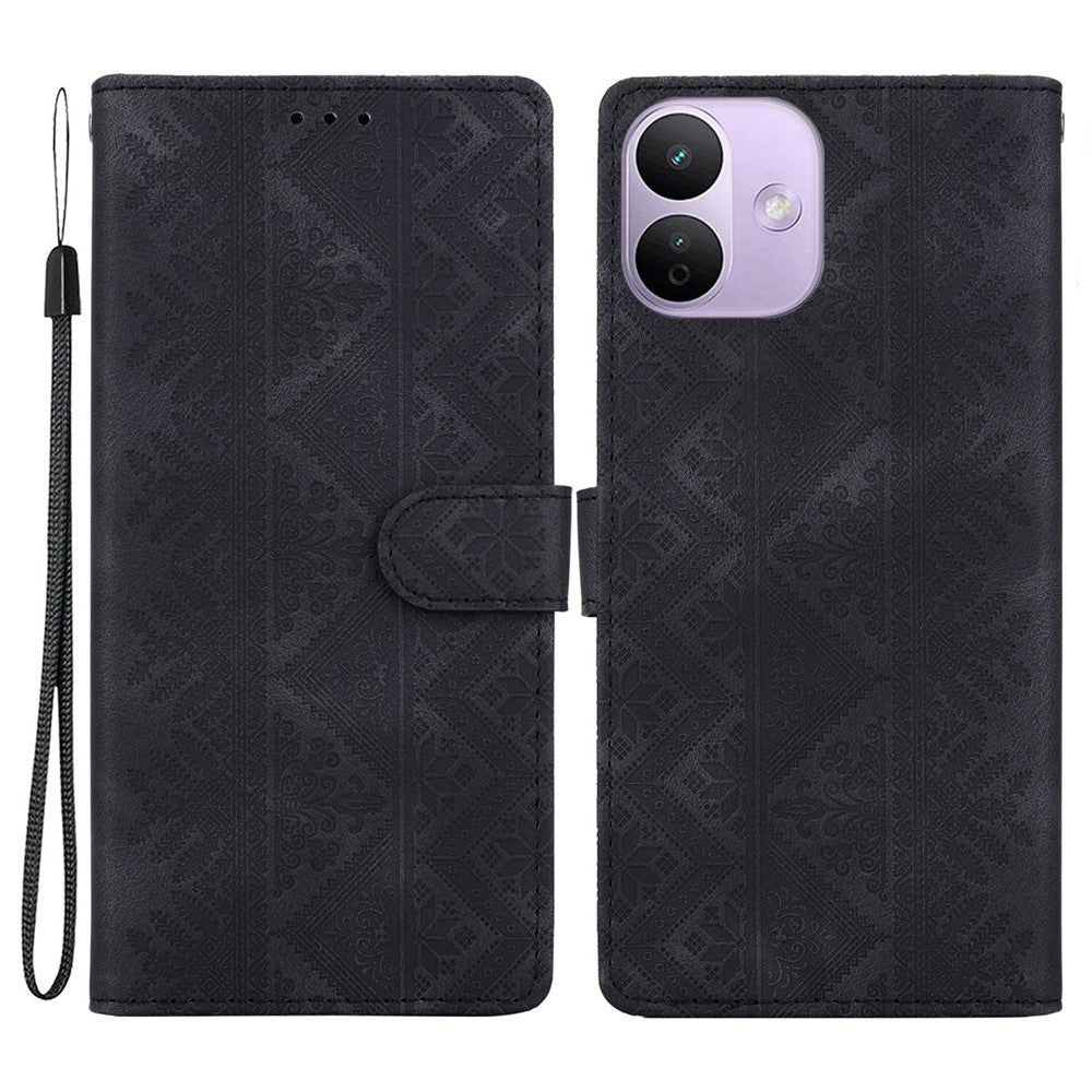 For Xiaomi Redmi Note 17 Pro 5G Wallet Case Imprinted Ethnic Pattern Leather Phone Cover with Wrist Strap
