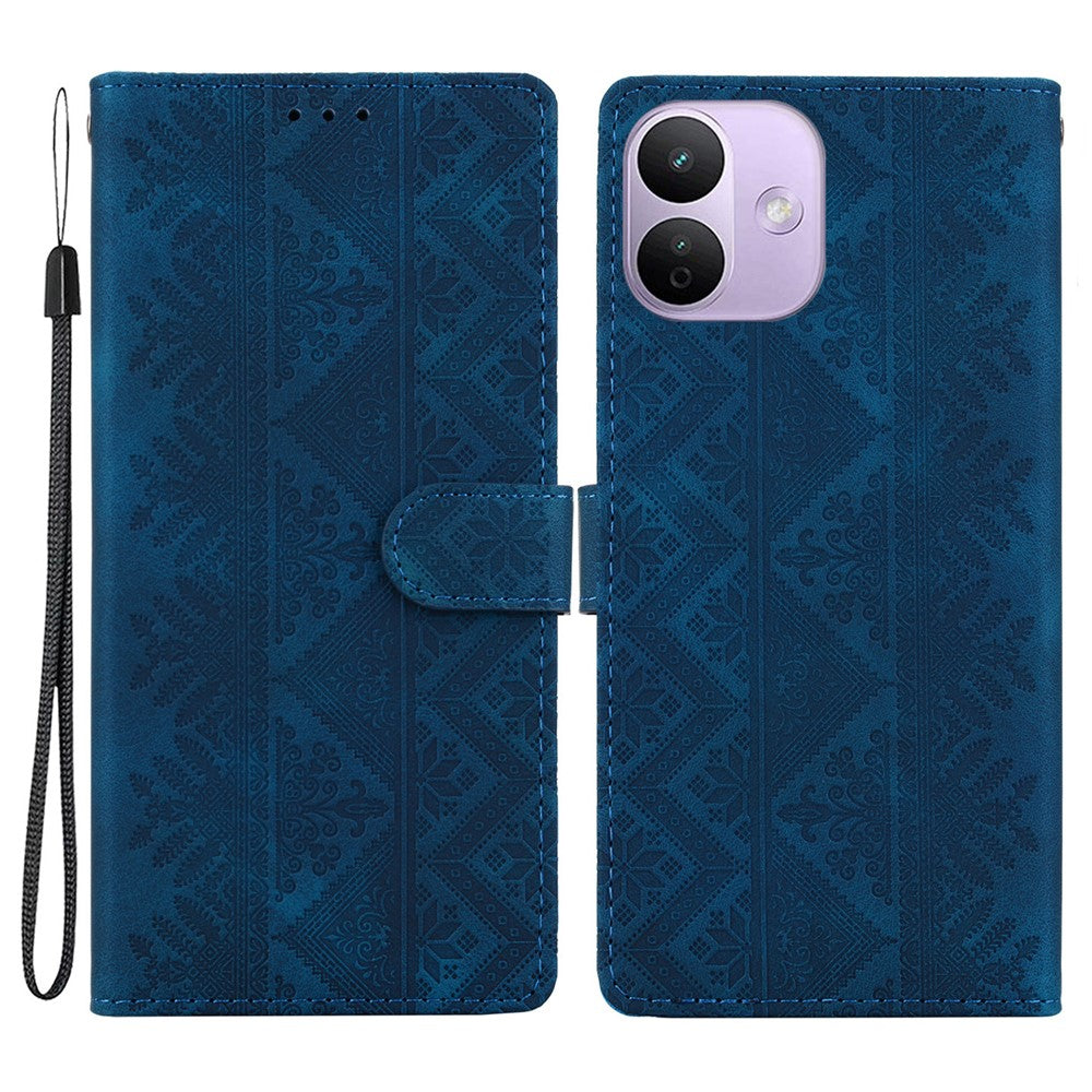For Xiaomi Redmi Note 17 Pro 5G Wallet Case Imprinted Ethnic Pattern Leather Phone Cover with Wrist Strap
