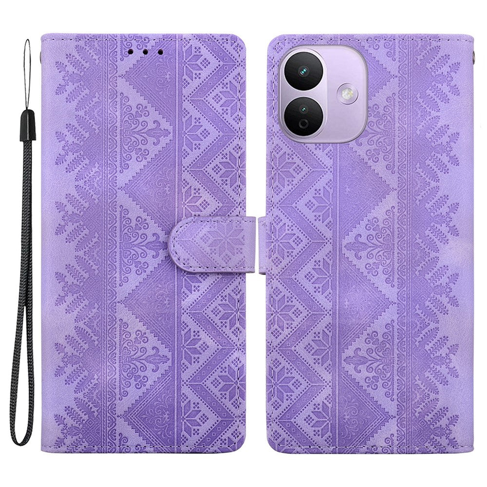 For Xiaomi Redmi Note 17 Pro 5G Wallet Case Imprinted Ethnic Pattern Leather Phone Cover with Wrist Strap